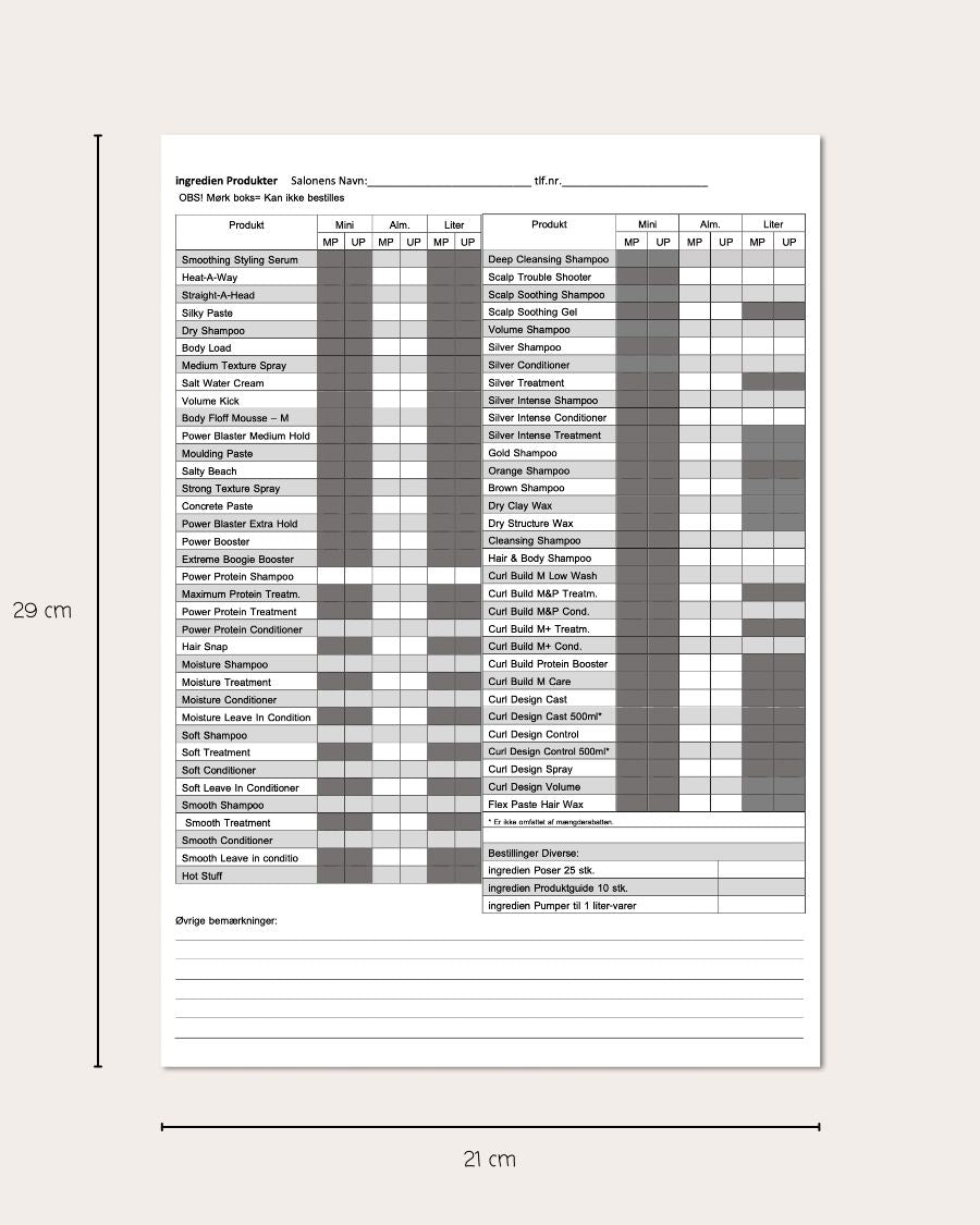 Order Sheet A4